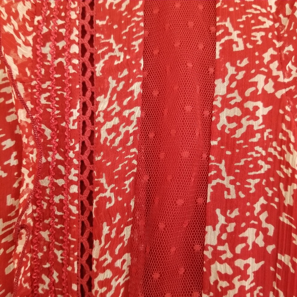 Anthropologie Floreat Red Chiffon Dress 10 - Picture 3 of 7